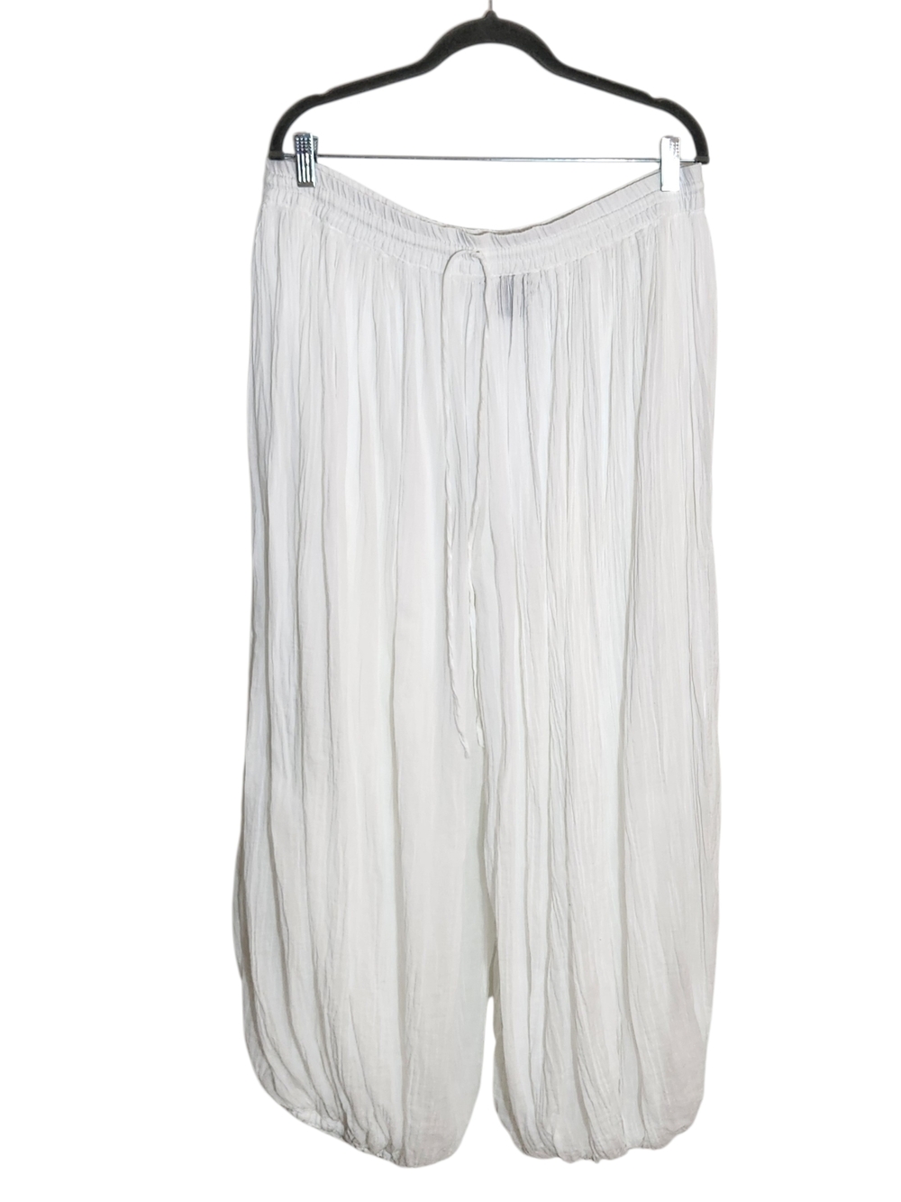 Step in Style Cotton Crinkle White Boho Jogger Pants Size XL
